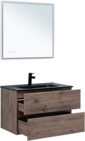 Тумба под раковину Aquanet Алвита New 80 2 ящика, дуб веллингтон табак, артикул 00334186