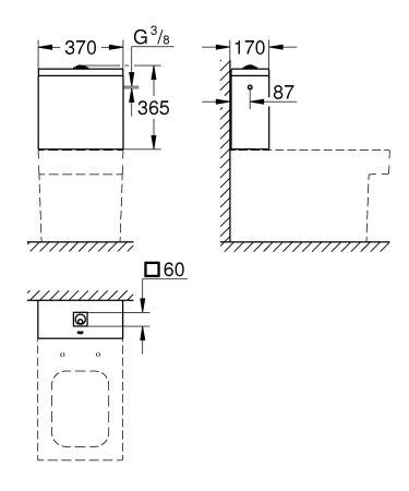 Смывной бачок для унитаза GROHE Cube Ceramic, наполнение сбоку, альпин-белый (39489000), артикул 39489000