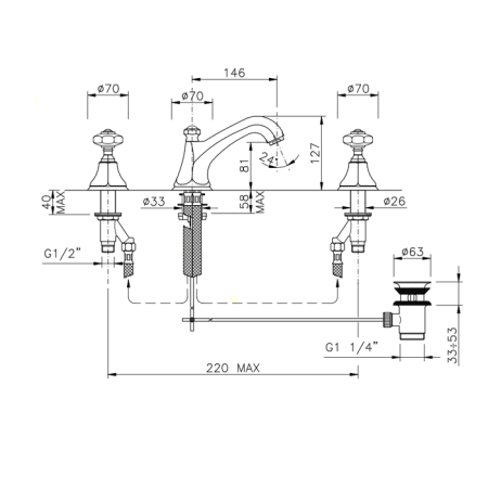 Nicolazzi Teide Смеситель для раковины с автоматическим изливом на 3 отверствия, ручки Crystal handle, цвет: хром, артикул 1908CR15