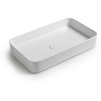 White Ceramic Blade, накладная прямоугольная раковина 65x40x11,5h см, цвет белый глянцевый