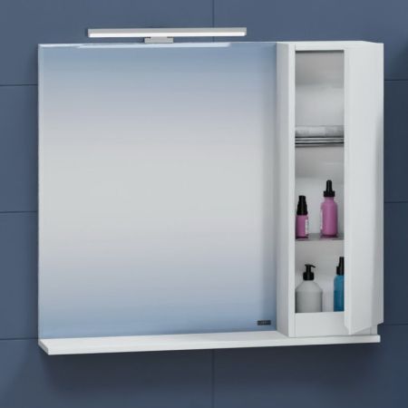 Зеркальный шкаф Санта Марс 80 см, 700284, с подсветкой, белый