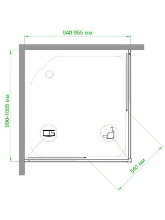 Душевой уголок Royal Bath RB HPD-C-CH 100х95х200 (матовое), артикул RB9510HPD-C-CH