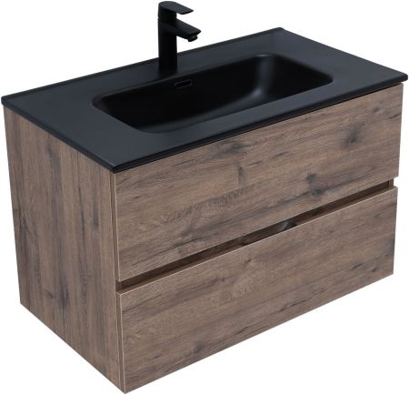 Тумба под раковину Aquanet Алвита New 80 2 ящика, дуб веллингтон табак, артикул 00334186