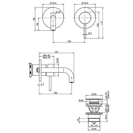 Fima Carlo Frattini Spillo Up Cмеситель для раковины, встраиваемый, излив: см., цвет: хром