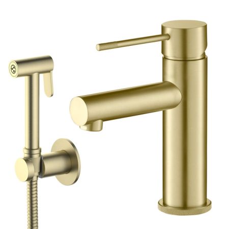 Смеситель для раковины с гигиеническим душем Timo Saona золото матовое (2360/17G), артикул 2360/17G