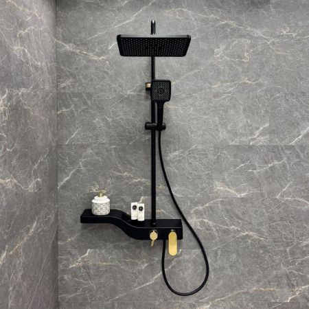 Душевая система Fixsen WAVE FX-9400B, черная+золото, артикул FX-9400B