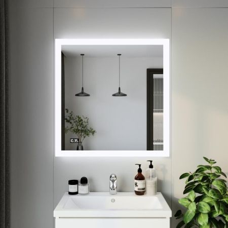 Зеркало Бриклаер Вега/Мальта 85 LED подсветка на взмах руки, часы, артикул 4627125415319