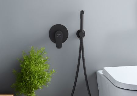 Набор с гигиеническим душем (смеситель + гигиеническая лейка + шланг + шланговое подсоединение с держателем) AQUATEK, матовый черный AQ1119MB БЕТТА, артикул AQ1119MB