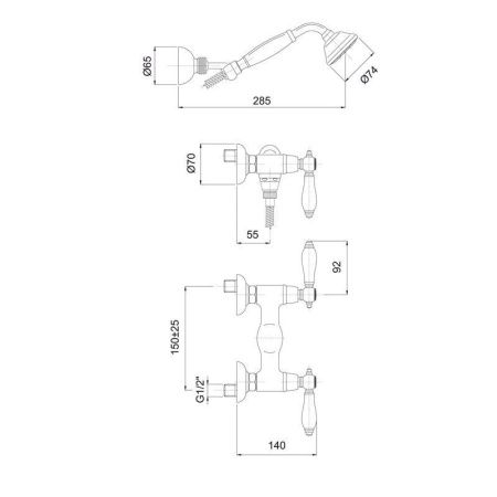 FIMA|Carlo Frattini Herend Смеситель для душа внешнего монтажа, с душевым комплектом, цвет хром