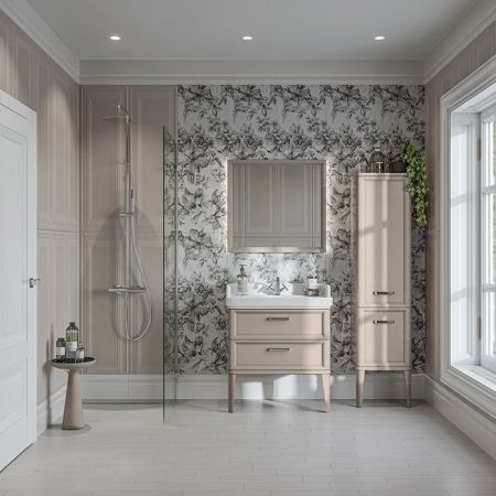 Kerama Marazzi Тумба POMPEI напольная с 2 ящиками 80, камео бежевый глянцевый, артикул PO.N.80.2\CAM