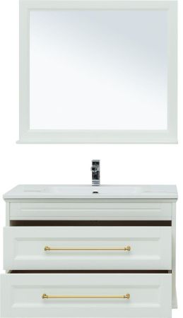 Мебель для ванной Aquanet Бостон М 100 белый (ручки золото) (лит. мрамор), артикул 00281192