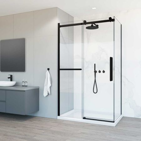 Душевые уголки Vincea Душевой уголок Como Soft VSR-1CS1013CLB, 1300*1000, черный, стекло прозрачное, , шт, артикул VSR-1CS1013CLB