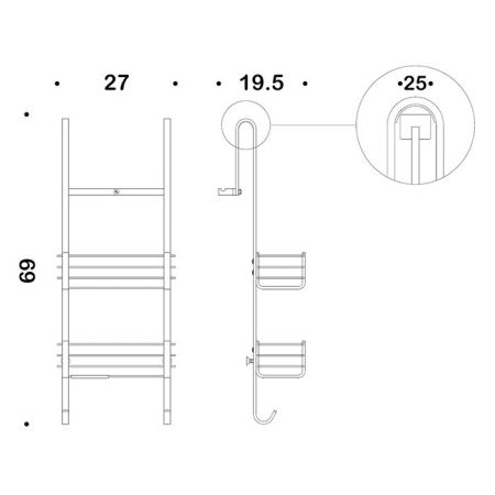 Colombo Complementi Металлическая полочка, на сеткляную дверцу, цвет: чёрный матовый, артикул B9634.NM