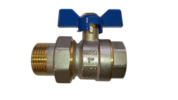 Кран шаровой с американкой RM-L 1 никелированный бабочка Ду25 Ру30 (НК 11Б27п1)