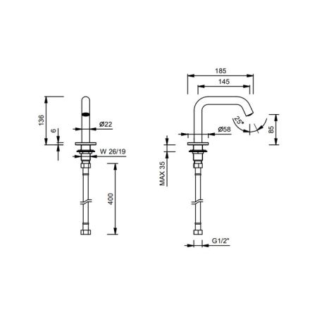 Fantini Nostromo Излив смесителя для раковины, цвет:Черный матовый, артикул 24 13 8496