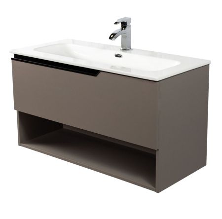 Комплект мебели Visobath Eleven, 1000 мм левый, цвет кварцевый матовый лак (Quarzo), артикул 76073/Quarzo/EL