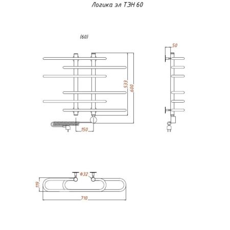 Электрический полотенцесушитель Тругор Логика элТЭН 60x60 Хром, артикул Логика/элТЭН6060