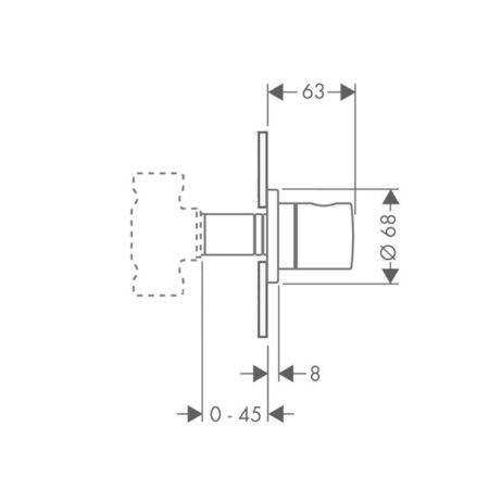 AX Uno Встраиваемый запорный вентиль, ½’ или ¾ (внешняя часть), цвет: хром, артикул 38976000
