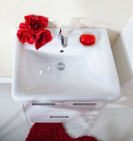 Тумба под раковину Бриклаер Палермо 60 белая высокоглянцевая, артикул 4627125413087