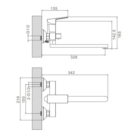 Смеситель для ванны Prohanss P60.22, хром