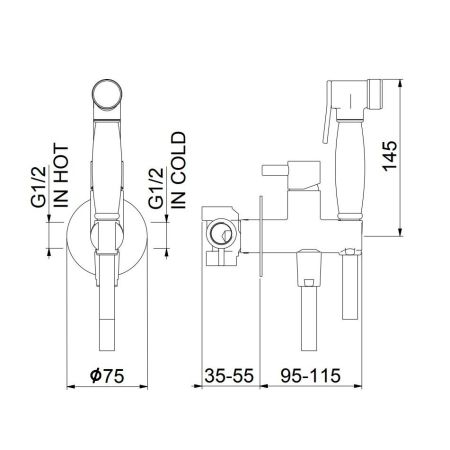 Гигиенический душ со смесителем Webert Elio EL870302010, золото