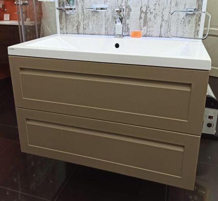 PLATINO База под раковину подвесная с двумя выкатными ящиками, Капучино матовый AM-Platino-1000-2C-SO-CM, артикул AM-Platino-1000-2C-SO-CM