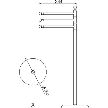 CISAL Arcana Полотенцедержатель напольный тройной, цвет золото, артикул AR09091024