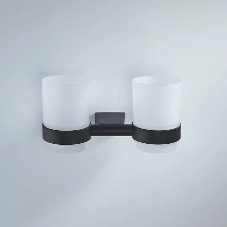 Стакан для ванной комнаты двойной Shevanik SG5722H, черный, артикул SG5722H