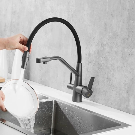 Смеситель для кухни Rose R558Y, пепельный