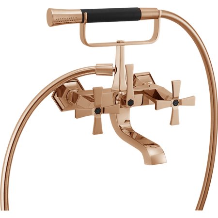 CISAL Cherie Смеситель для ванны двухвентильный, с душевым комплектом, цвет розовое золото/черный