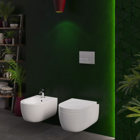 Комплект BERGES для монтажа  подвесного унитаза: инсталляция NOVUM525, кнопка L3 хром глянец, унитаз EGO XL 54 см, сиденье дюропласт Toma SO, микролифт, быстросъем, артикул 043233