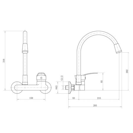 Смеситель для кухни Plstart PD46001-8, хром/белый