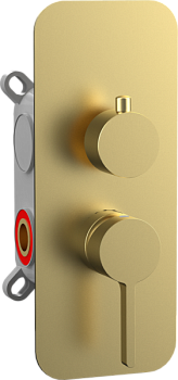 AQG Urban Flow, встраиваемый смеситель для душа на 2 выхода, с дивертером, цвет матовое золото (PVD)