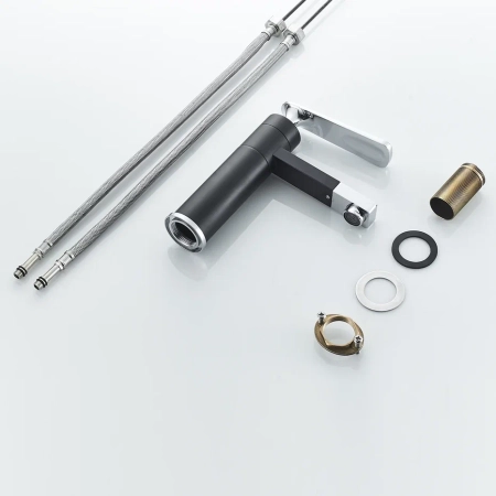 Смеситель для раковины с поворотным носиком Shevanik S6601H, черный/хром, артикул S6601H