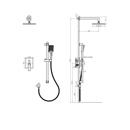 Встроенная душевая система RUSH Thira (TR3635-41Black), артикул TR3635-41Black
