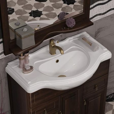 Тумба с раковиной Тибет 85 объемные фасады Opadiris Орех антикварный