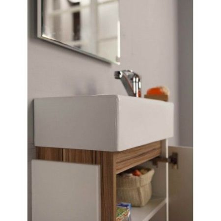 Тумба под раковину Акватон Эклипс 46 М 1A172801EK49R Белый/эбони светлый, петли справа, артикул 1A172801EK49R