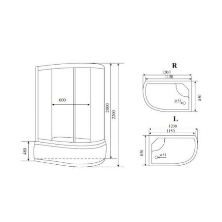 Душевая кабина Timo Standart T-6620BFR, 120x85x220