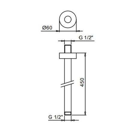 FANTINI Держатель верхнего душа 450 мм., потолочный монтаж, цвет Золото плюс