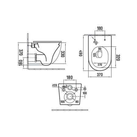 Унитаз подвесной Globo VT1-14SMA безободковый, цвет антрацит мат., ультратонкое сиденье soft-close, артикул VT1-14SMA