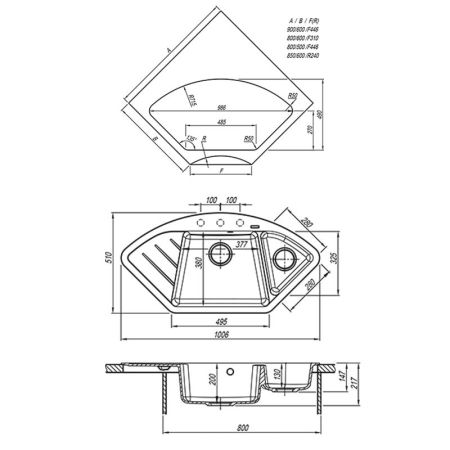 Кухонная мойка Florentina ВЕСТА 20.285.E1005.202, шампань, артикул 20.285.E1005.202