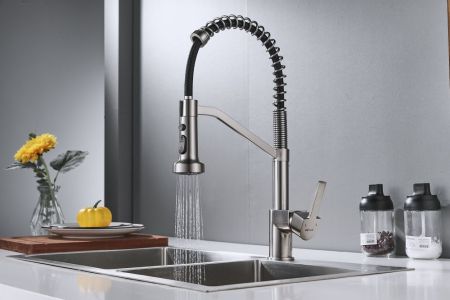 Смеситель для кухни с гибким изливом Shevanik S963L, сатин