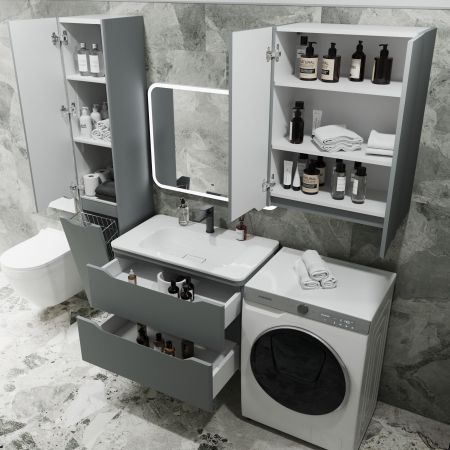 Тумба подвесная "Марелла 80" (2 ящ.) Люкс антискрейтч серый, PLUS, артикул СС-00002412