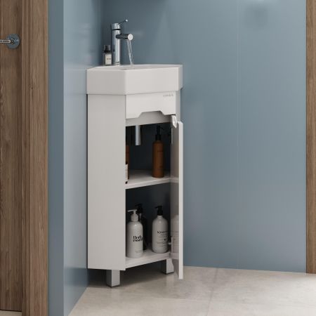 Тумба Onika Айленд 35 напольная, белая, угловая (ум. Line)