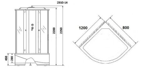 Душевая кабина Niagara NG-2310 120x80 L стекло матовое задние стенки белые, артикул 23101424L