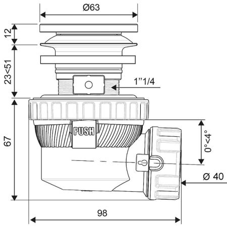 Сифон для раковины Wirquin Nano 6.7 30987054 Черный, артикул 30987054