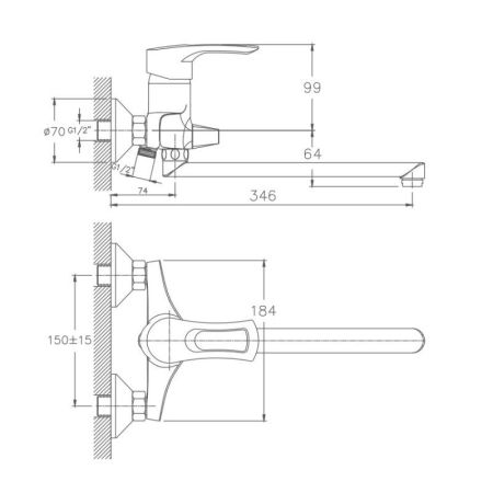Смеситель для ванны Haiba HB2266, хром, артикул HB2266