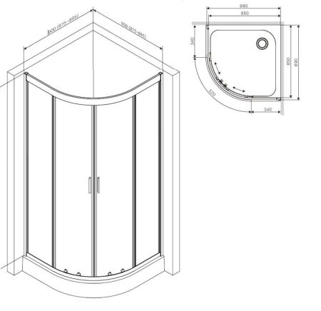W90G-401-090WT Gem душевое ограждение 90х90, стекло прозрачное, профиль матовое серебро, без поддона, артикул W90G-401-090WT