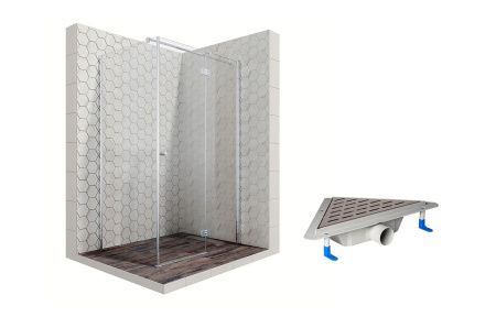 Душевой уголок Ambassador Diamond 12011107R-ST5, прямоугольный, угловой трап, 120х80