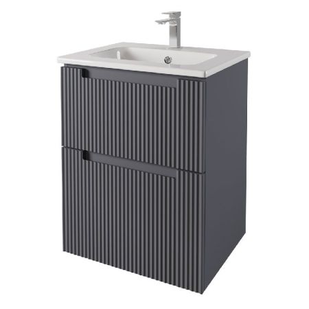 Тумба с раковиной подвесная Dreja Euphoria 60 см, серый базальт, артикул 99.2021-com